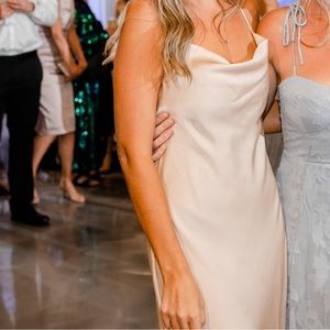 SHOW ME YOUR MUMU VERONA COWL DRESS! worn once in champagne luxe satin!